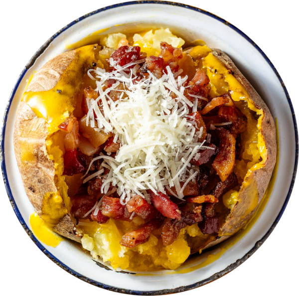 Carbonara with egg yolk cream, crispy guanciale, pecorino cheese and pepper