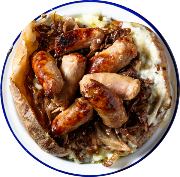 Gorgonzola fondue, radicchio and sausage