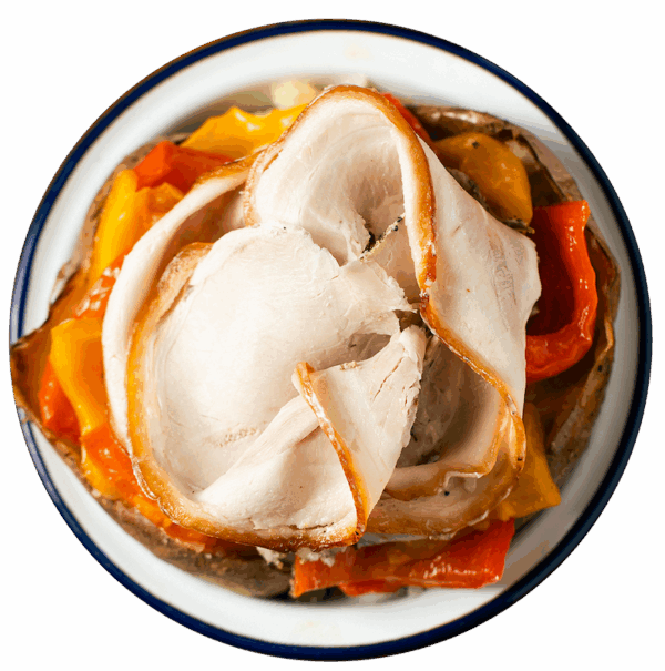 Porchetta di Ariccia, peperoni e scamorza