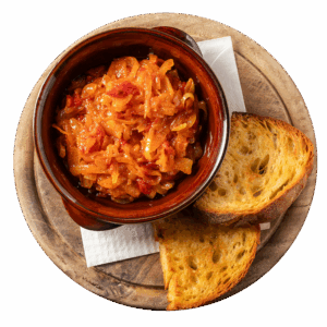 Friggione Bolognere con pane biscottato