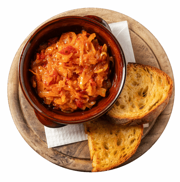 Friggione Bolognere con pane biscottato