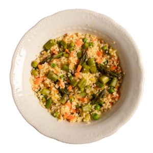 Bulgur con verdurine e asparagi