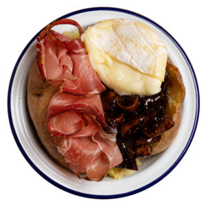 Tomino al forno, speck e fichi caramellati al balsamico